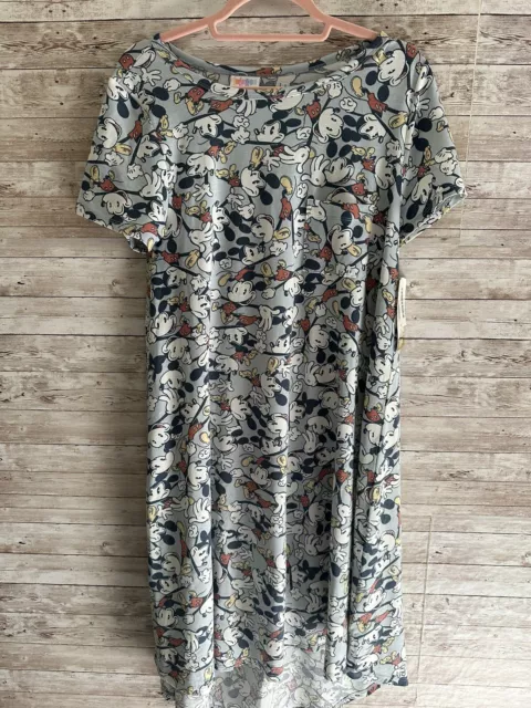 LULAROE Disney Carly Mickey Mouse Dress Small High Low Vintage Print NEW NWT