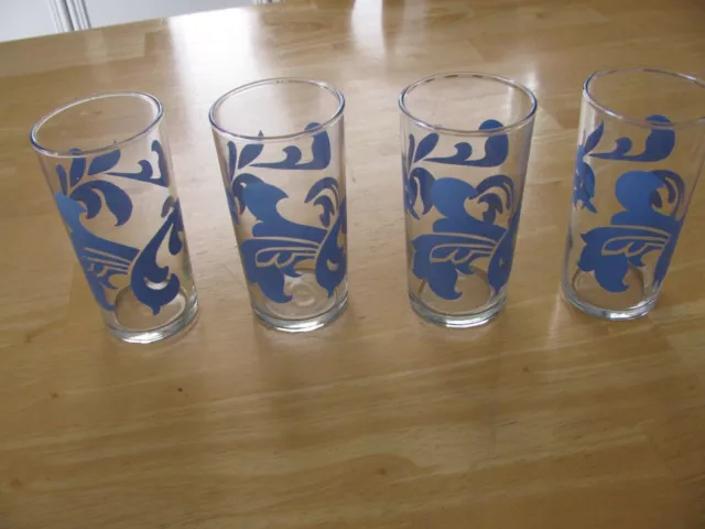 Set of 4 MARTHA STEWART LISBON BLUE 14 Oz. Drinking Glasses