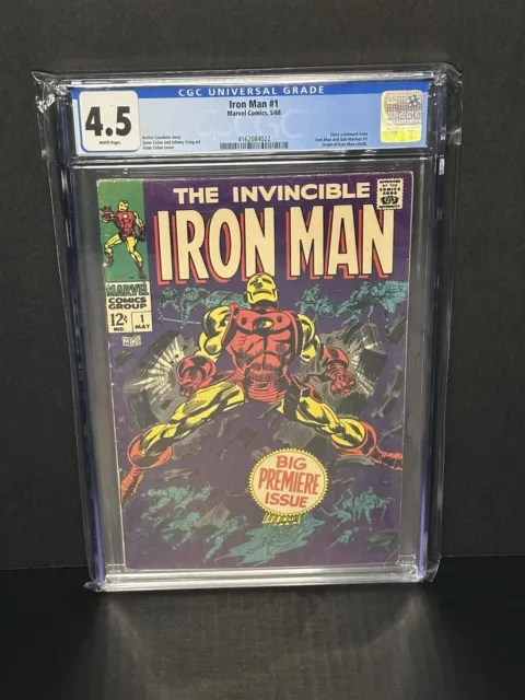 Invincible Iron Man #1  - CGC 4.5 WHITE Pages - Marvel 1968