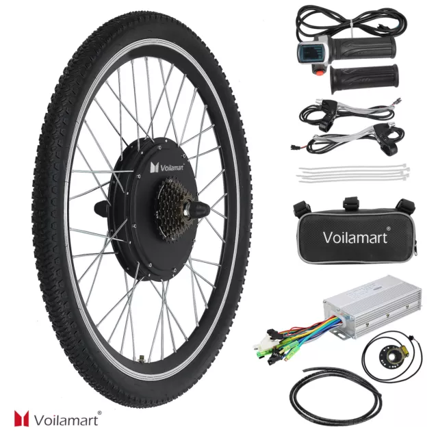 1000W 26" Rear Wheel Electric Bicycle EBike Motor Conversion Kit Hub Cycling 48V 2