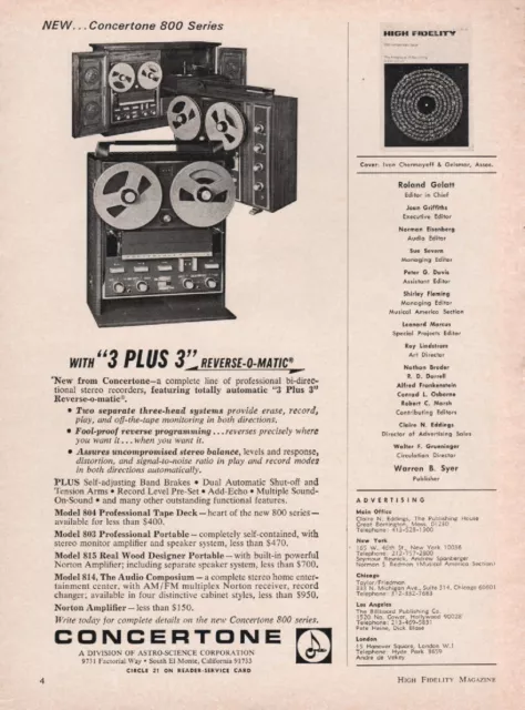 Concertone - Reel Recorders - Original Magazine Ad - 1966