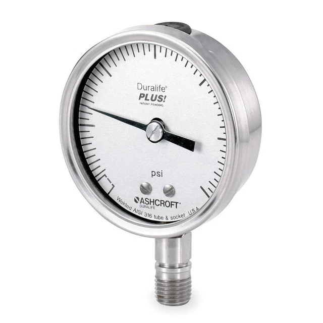 ASHCROFT 351009SW02LXLL30 Pressure Gauge,0 to 30 psi,3-1/2In,1/4In