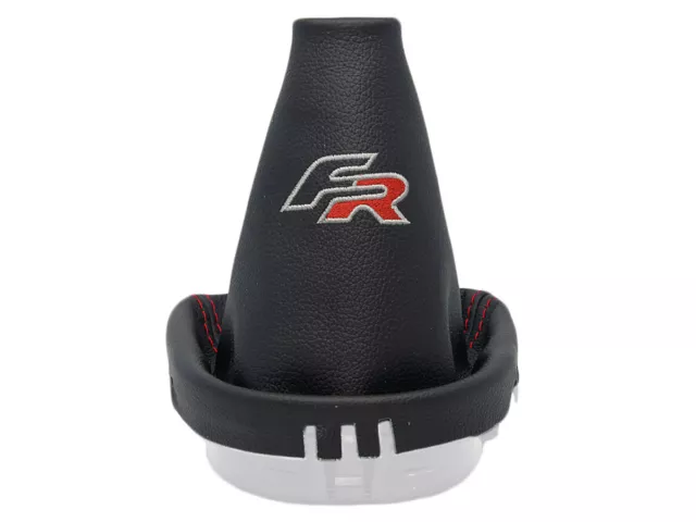 Gear Stick Gaiter For Seat Leon Mk2 1P 05-12 Leather Embroidery Fr Red/Gray