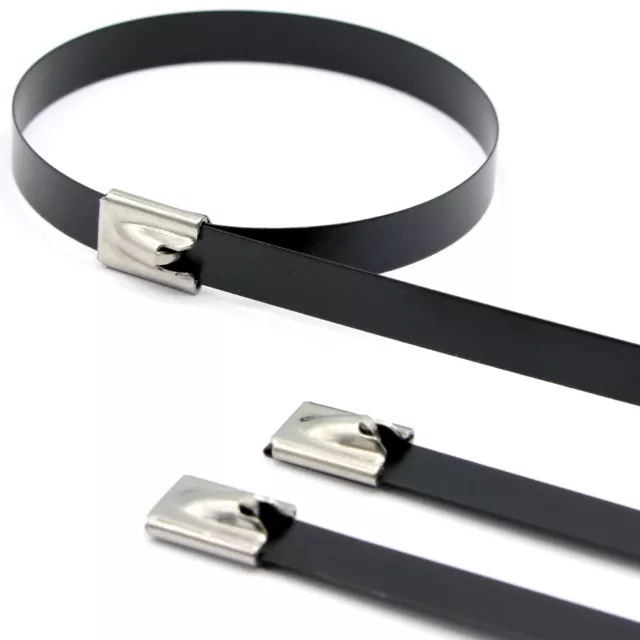 10 Pièce Attache de Câble Acier Inox V2A Métal Noir 7,9 X 400 MM Collier Serrage