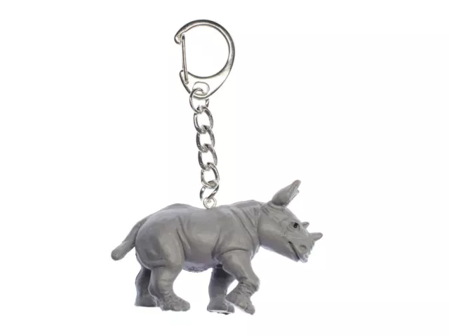 Nashorn Schlüsselanhänger Miniblings Anhänger Schlüsselring Zoo Gummi grau