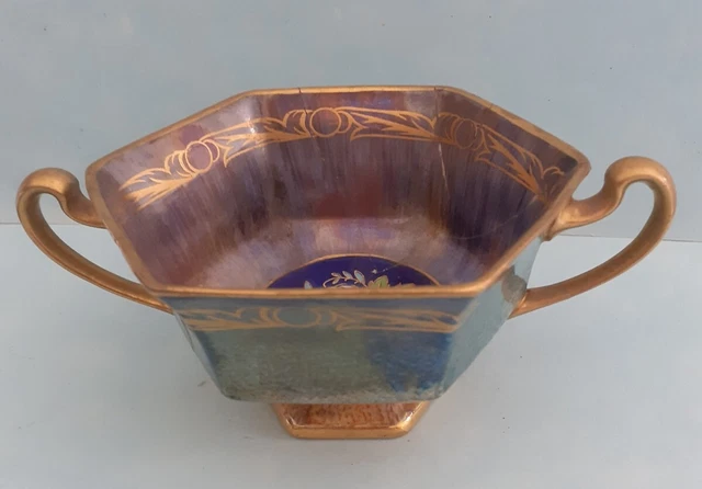 Minton Art Deco  Lustre Small  handpainted 2 Handled Bowl  ~ FOR RESTORATION