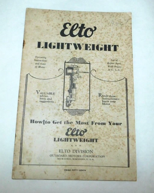 Vintage Elto Outboard Motor Lightweight Model Operating Instructions