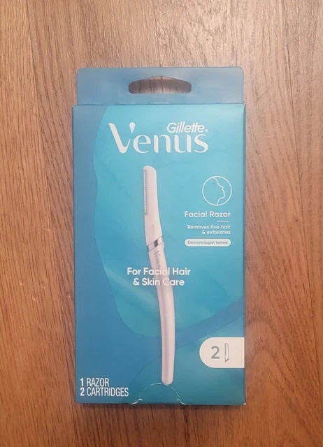 Navaja de afeitar exfoliante para el cuidado facial y la piel Venus, 2 hojas, blanca -