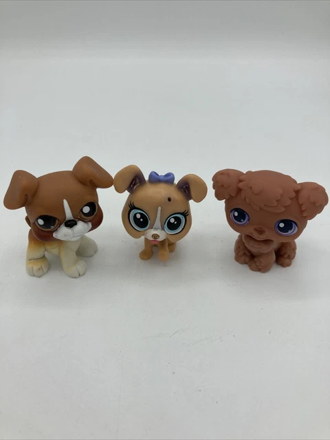 Littlest Pet Shop LPS Dog Puppy Lot Of 3 2007 Bulldog Boxer 2004 Poodle