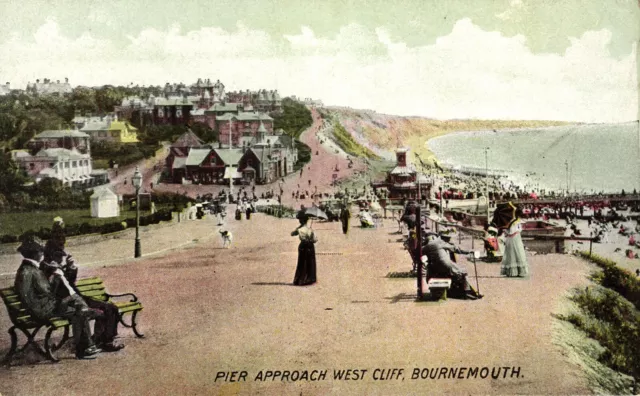 Bournemouth Dorset Postcard C1910 Pier Approach West Cliff