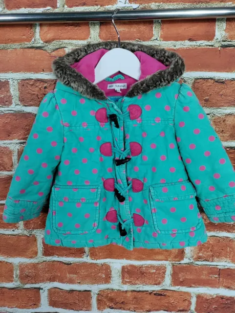 Baby Girl M&S Autograph Coat Age 18-24 Months Green Polka Dot Lined Jacket 92Cm