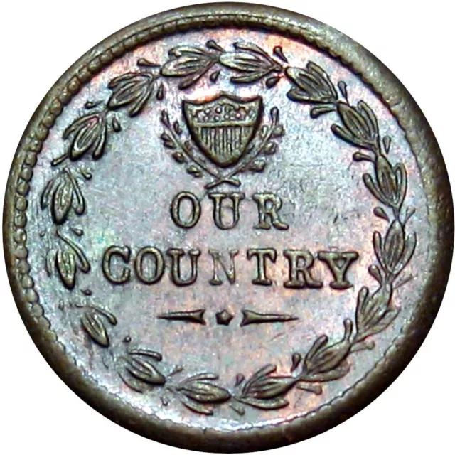 1863 Our Country R6 Indiana Primitive Patriotic Civil War Token Rare This Nice
