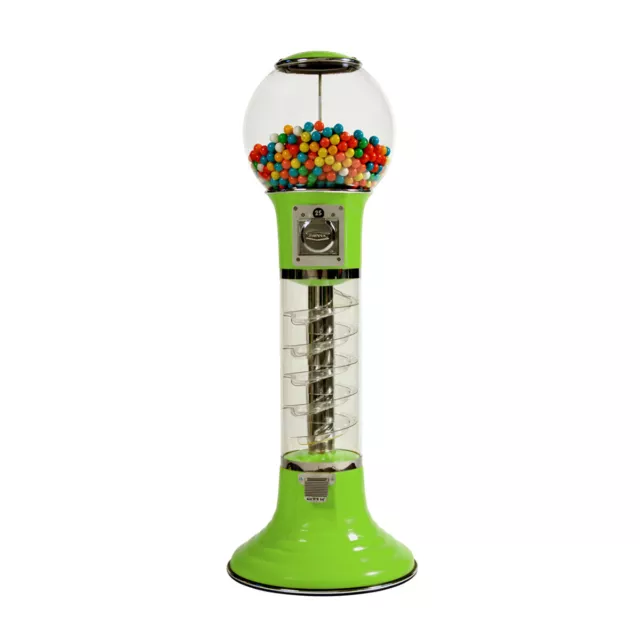 Wiz-Kid Spiral Gumball Machine, Green, Red Track Color, 50 Cents Coin Mech