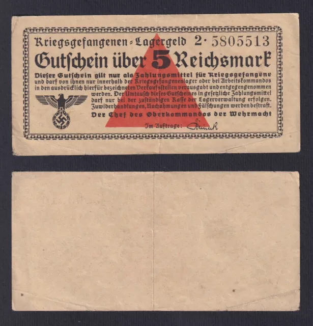 Germany 5 Reichsmark Lagergeld (Prisoner) 1939/1945 BB / VF A-03