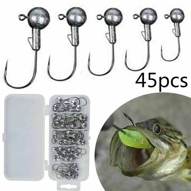 45 Stuck Jigkopf Zander rund Jighead Set Hecht Jigköpfe Rundkopf Jighaken Jigs