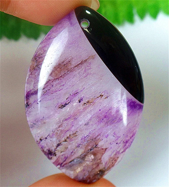 49x32x6mm Purple&Black Druzy Geode Agate Marquise Reiki Pendant Bead ZL5543