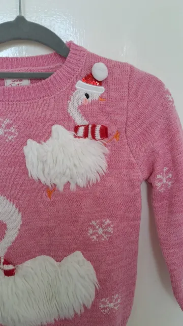 Maglione natalizio rosa George Asda ragazze età 5-6 paillettes fiocchi di neve soffici 3