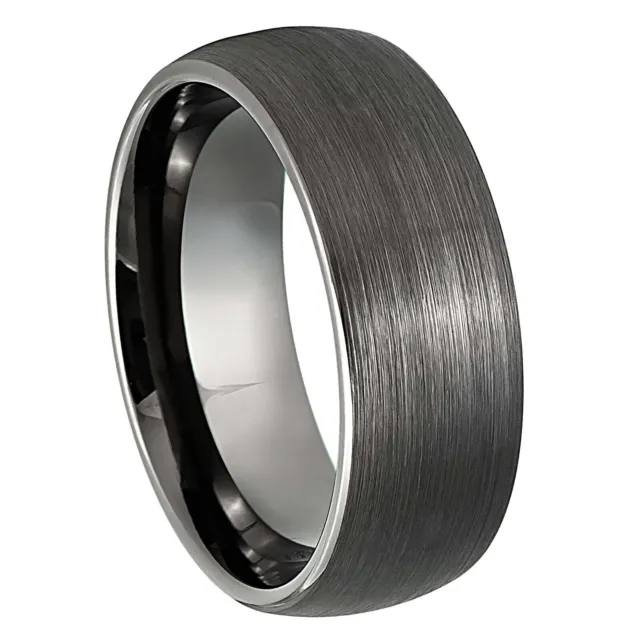 Dome Gun Metal 8mm Men's Tungsten Carbide Ring Wedding Band