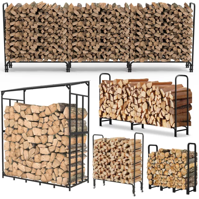 Large Tall Firewood Logs Rack Storage Holder Heavy Metal Shelf Outdoor Indoor