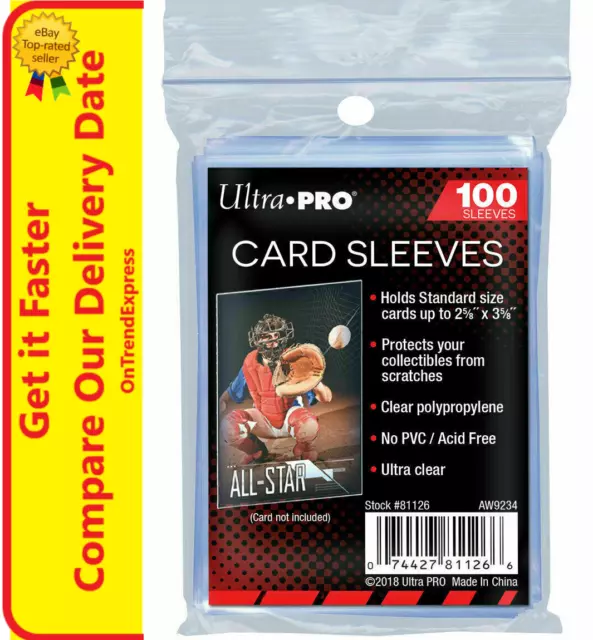 100 ct. Ultra Pro Standard Regular Card Protector Sleeves Penny Plastic Clear