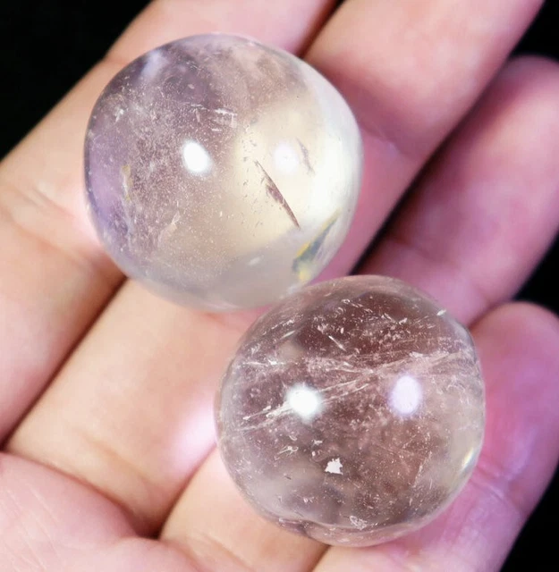 2pcs Natural White Clear Quartz Crystal Polished Palm Stone Reiki Madagascar