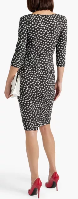 NWT Dolce Gabbana Flower Print Rose Daisy Black White Silk Dress Midi 38 Small 3