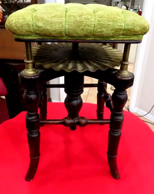 RARE Antique Rondlet Henry Brooks & Co Piano Stool Chair circa 1850's L 2.24