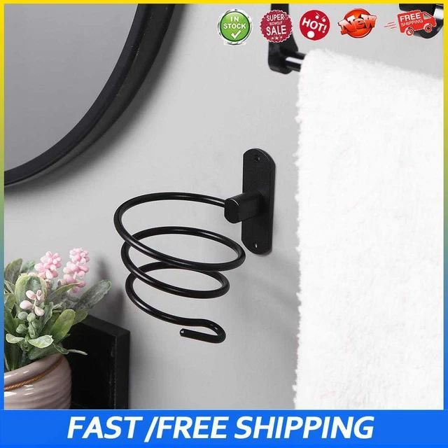 #b Soporte de secador de pelo soporte soplador accesorios de baño colgantes (negro)