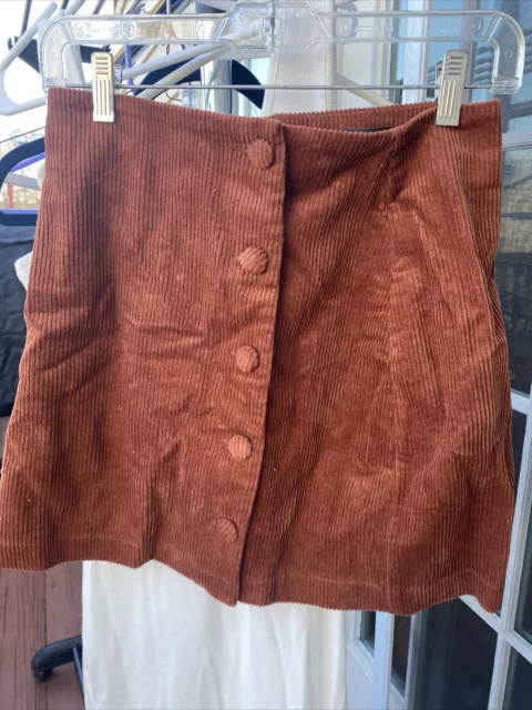 Lulus Skirt Women’s Brown Corduroy Size Small Button Front