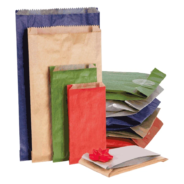 Sacs Sachets Cadeau Couleurs Classiques Vert 14x28 CM Soufflet 5,5 100 Unité