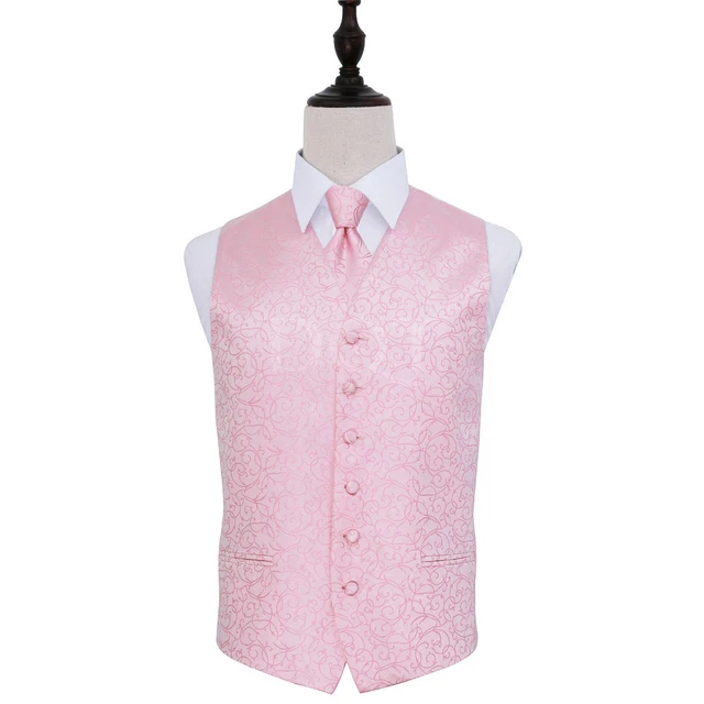 Uomo Rosa Confetto Mulinello Matrimonio Gilet - Misura 91.4cm-127cm -