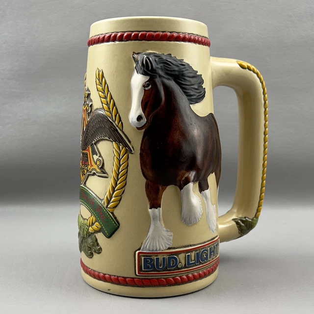 VTG Anheuser Busch Vintage Beer Stein Mug Bud Light Clydesdale Horses Ceramarte