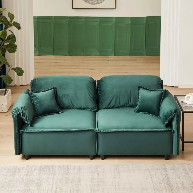 Modern Upholstery 2 Seater Sofa for Living Room Loveseat Sofa for Bedroom Green