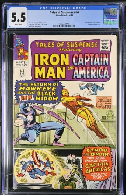 Tales Of Suspense #64 CGC 5.5 (White Pages!) 1st Black Widow Costume.  1965