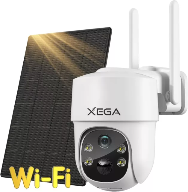 4PCS Xega Solar Security Camera Wireless Outdoor,Battery Powered WIFI PTZ Camera 3