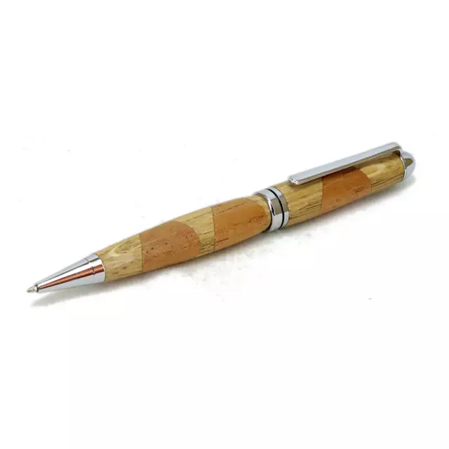 Hand Crafted Oak and Bosse Wood Segment Turned Ballpoint Twist Pen Black Ink