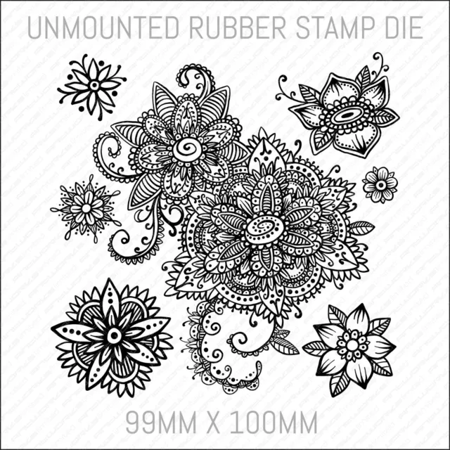 Henna Mehndi Floral Unmounted Rubber Stamp Die Card Making Scrapbooking - ST0506