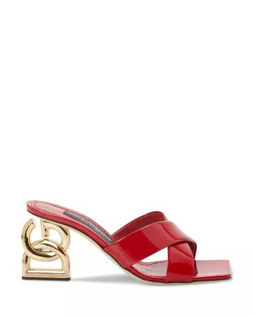 Dolce & Gabbana DG Logo Heel Crisscross Slide Sandals Mules Shoes Sz 39.5 $1,095 2