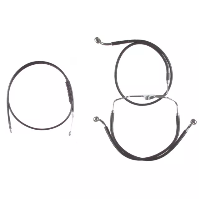 Black Cable & Brake Line Bcs Kit 14" Apes 2008-2013 Harley Touring No ABS