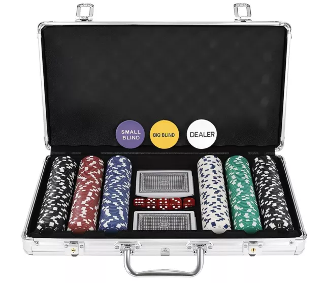 Set Valigetta Poker Professionale 300 Chip Fiches 2 Mazzi Texas Holdem Blackjack 2