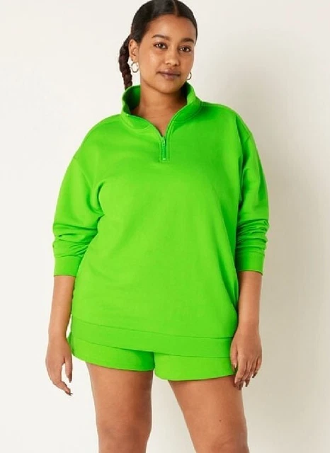 NWT Victoria's Secret PINK Half Zip Campus Pullover Sweatshirt SIZE S $52.95