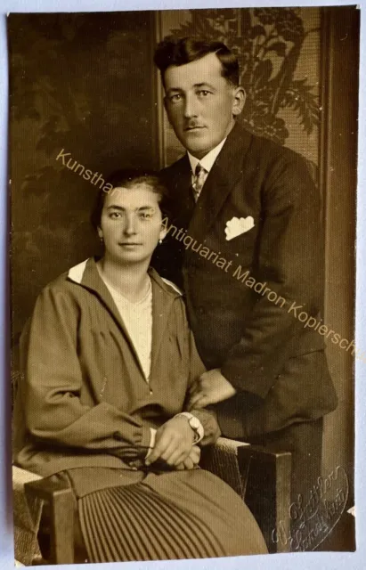 orig. Foto AK Herr Dame Paar um 1930 Landshut