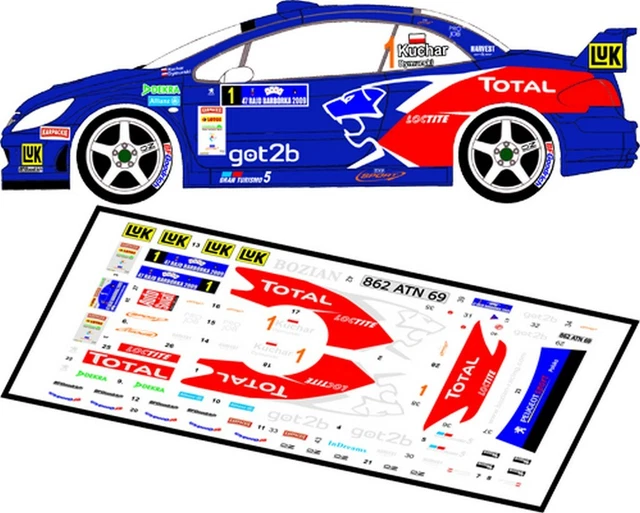 Décalcomanies 1/32 Peugeot 307 WRC - Rallye Lyon Charbonnières 2007 - Neuf