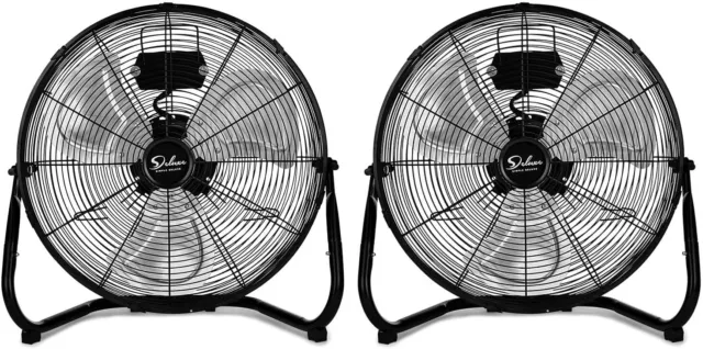 2 PACK Simple Deluxe 20'' High Velocity Heavy Duty Metal Industrial Floor Fan