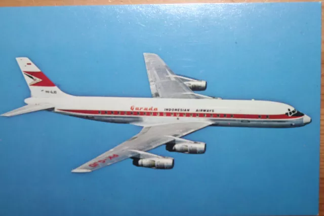 AK Airliner Postcard Flugzeug GARUDA INDONESIAN AIRWAYS DC-8 airline issue