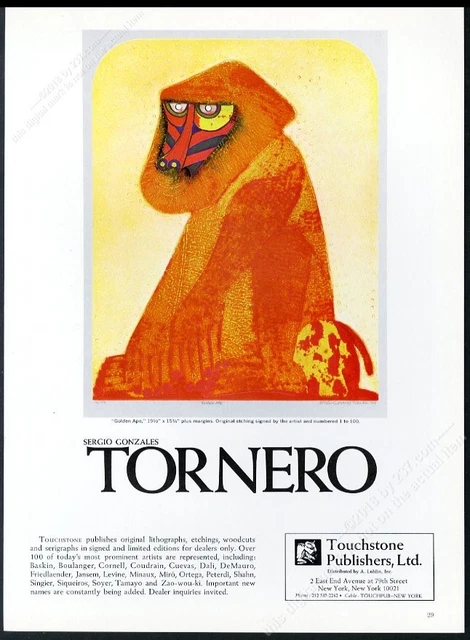 1970 Sergio Gonzales Tornero Golden Ape art Touchstone vintage print ad