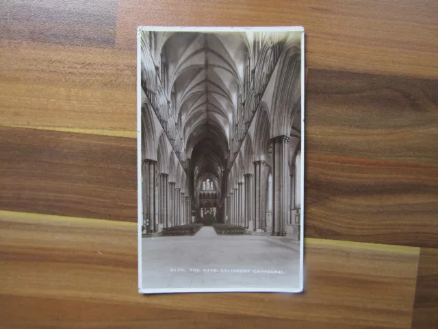 Old postcard - The Nave - Salisbury Cathedral - real photo