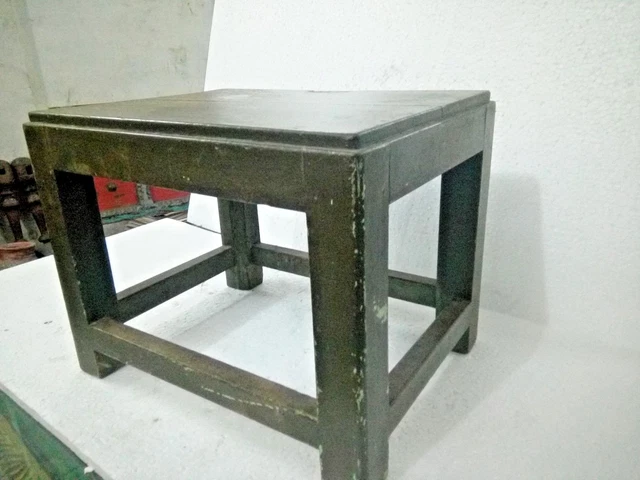 Antique Vintage Primitive Wood Mission Foot Stool Large Rustic Square Old