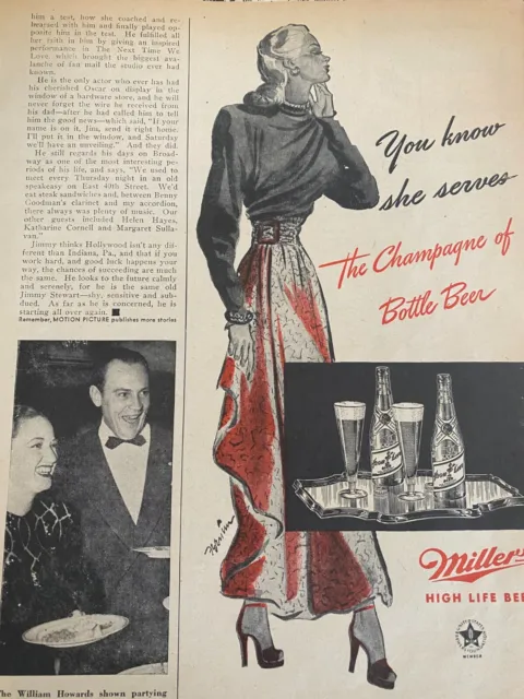 Miller High Life Beer, Vintage Print Ad, a